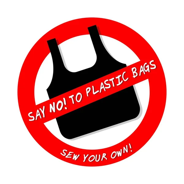 SAY NO TO PLASTIC BAGS. SEW YOUR OWN icon isolated on white — Stock Vector