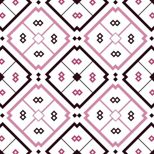 Seamless mosaic pink tile pattern over white — Stock Vector