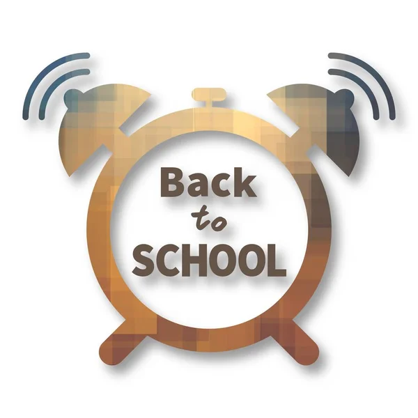 Alarm clock icon Back to school text with drop shadow — Stock Photo, Image