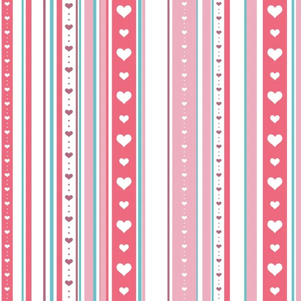 Chic seamless striped pattern with hearts. Endless texture for wallpaper, web page background, textile design, wrapping paper — Stock Vector