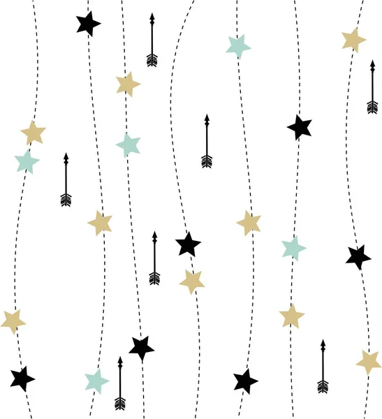 Illustration im nordischen Stil mit Pfeilen und Sternenmuster — Stockvektor
