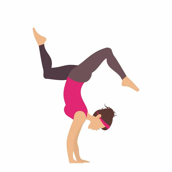 Menina praticando ioga alongamento aptidão para infográfico isolado em branco — Vetor de Stock