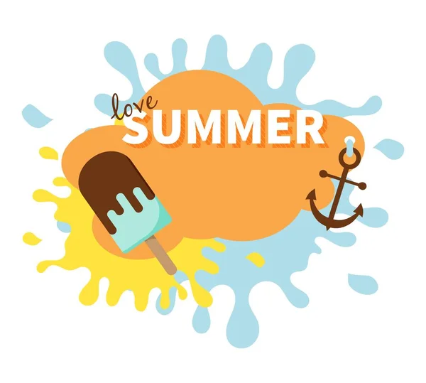 Αγάπη καλοκαίρι splash σχεδιασμό με άγκυρα και γρανίτα — Διανυσματικό Αρχείο