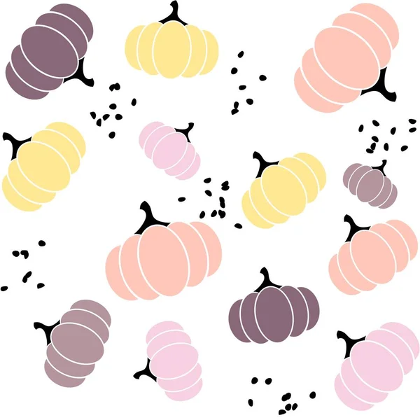 Creatief naadloos patroon met pompoenen in pastelkleuren. Scandinavische stijlvolle achtergrond. Noordse design tegels — Stockvector