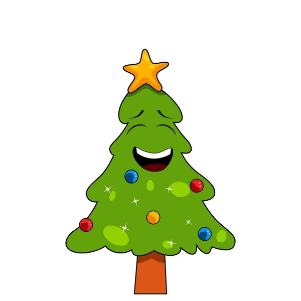 Lächeln Weihnachtsbaum Element für den Winterurlaub isoliert auf weiß — Stockvektor