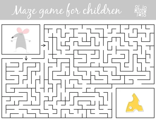 Aidez la souris à trouver le chemin du fromage à travers le labyrinthe. Labyrinthe jeu — Image vectorielle