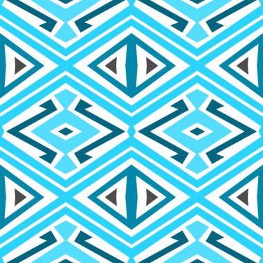 Tekstil tasarımı, ambalaj kağıtları, soyut renkli arka plan için kusursuz mavi çizgi çizgisi. Süslü elementlerle renklendirilmiş döşeme. 