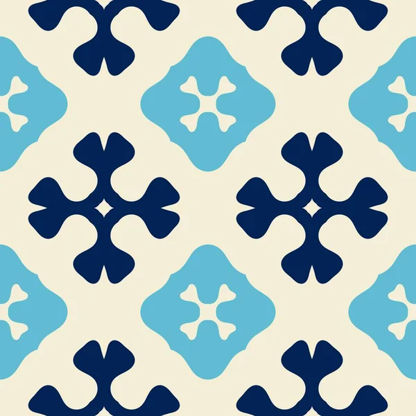 Seamless Retro Pattern Blue Ornaments 포장지 기하학적 윤곽이 그려진 — 스톡 벡터