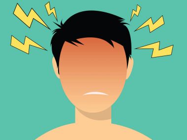 baş ağrısı illüstrasyon kırmızı kafa erkeklerle