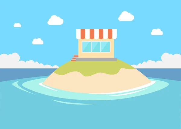 Small private store in small island — Stock Vector