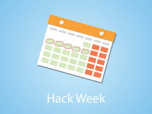 Hack week illustration with calendar and marking with blue background — Stock Vector