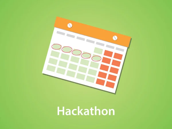 Hackathon icona simbolo illustrazione con calendario e marcatura con sfondo verde — Vettoriale Stock