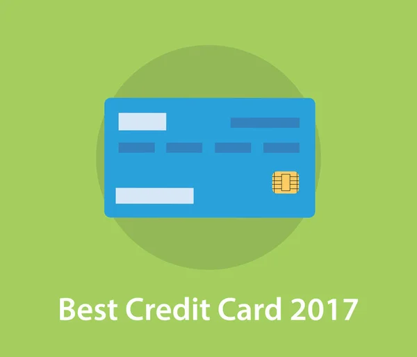 Beste creditcard 2017 illustratie met groene achtergrond en vlakke stijl design — Stockvector