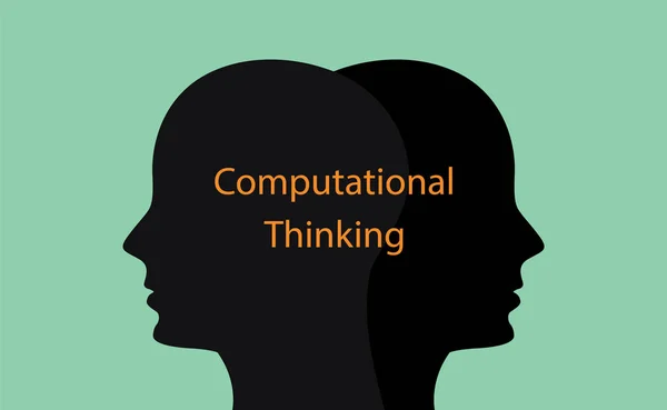 Ilustração conceito pensamento computacional com silhueta cabeça humana e texto sobre ele — Vetor de Stock