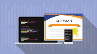 dizüstü bilgisayar ve akıllı telefon app komut dosyası yazılım programları ile programlama beceri sertifika sertifika