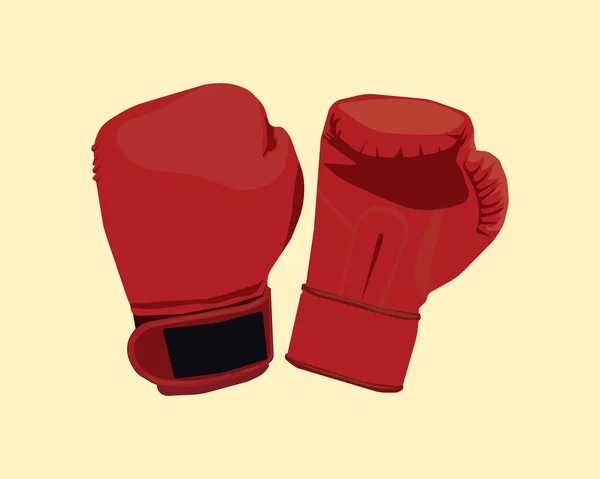 Une paire de gants de boxe avec un style plat et un fond jaune — Image vectorielle