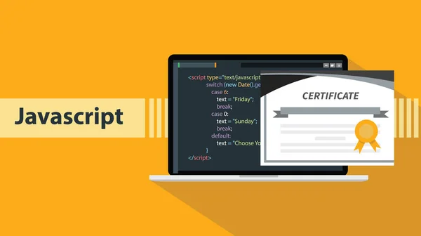 Uma escola de certificação de aprendizagem online de programação javascript — Vetor de Stock