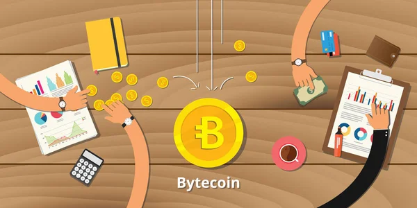 Bytecoin бизнес инвестирует прибыль в криптовалюты — стоковый вектор