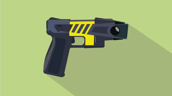 Pistolas de pistola eléctrica aturdir con vector de estilo de sombra plana y larga — Vector de stock