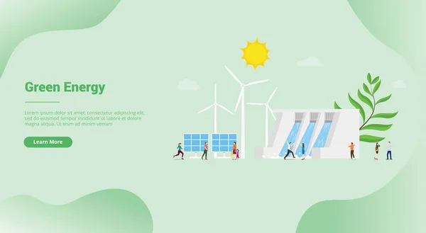 可再生能源或绿色能源网站模板或登陆主页-病媒 — 图库矢量图片
