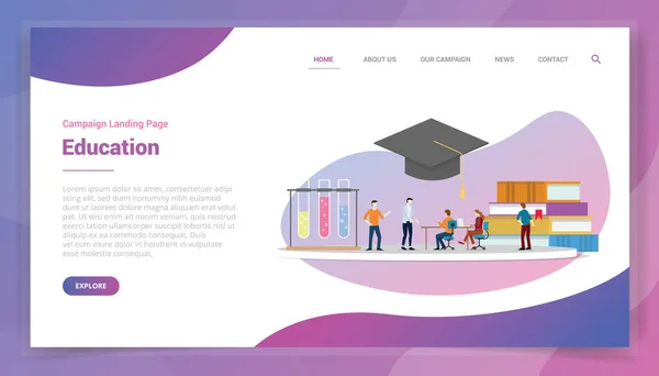 Escuela Educación Para Plantilla Del Sitio Web Aterrizaje Página Web — Vector de stock