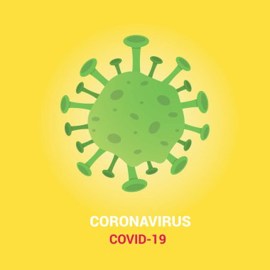 Coronavirus covid-19 poster single 'ı, modern vektör stili vektörü ile sarı arkaplan izole edilmiş.