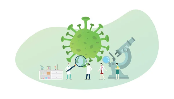 Coronavirus Covid Virus Vaccine Analysis Team Doctor Analysis Vaccine Modern — Stock Vector