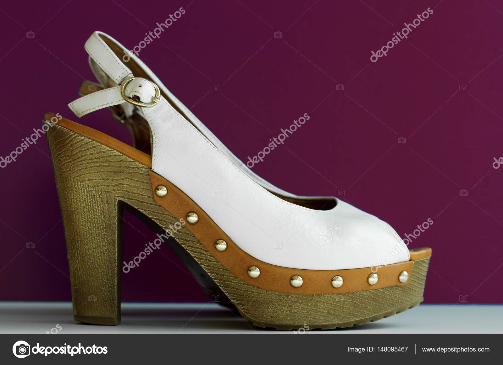 purple and white heels