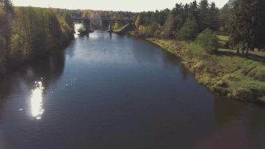 Uçuş bir sonbahar Nehri üzerinde