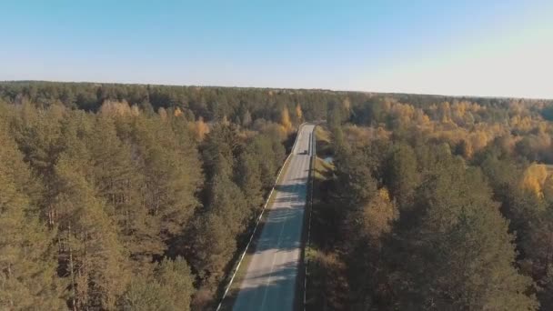 Estrada rural com vista para a ponte e rio — Vídeo de Stock
