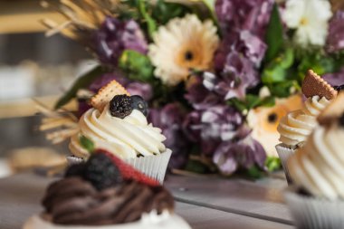 Lezzetli kek krem closeup doldurma