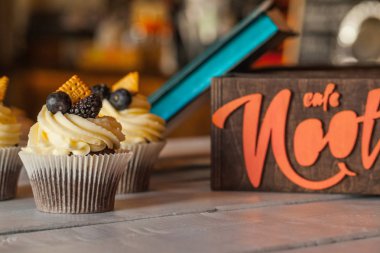 Lezzetli kek krem closeup doldurma