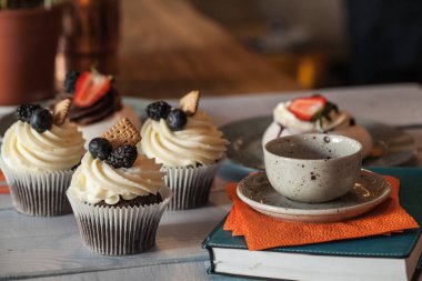 Lezzetli kek krem closeup doldurma