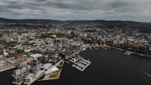 Oslo Norway Aerial Onderzoek Vliegen Stad — Stockvideo