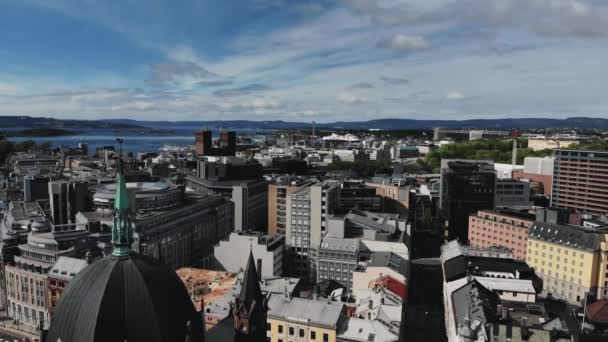 Όσλο Νορβηγία Εναέρια Έρευνα Πετώντας Πάνω Από Την Πόλη — Αρχείο Βίντεο