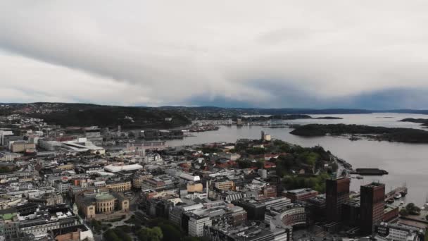 Oslo Norge Flygplansundersökning Flyger Över Staden — Stockvideo