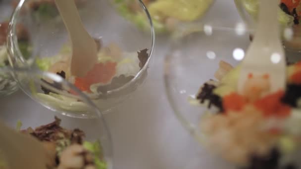 Entrega Distribución Alimentos Campo Evento Sándwich Canapés Tartines — Vídeo de stock