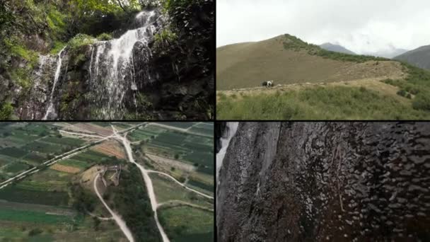 Colagem Quadros Viagem Montanhas Mar Paisagens — Vídeo de Stock