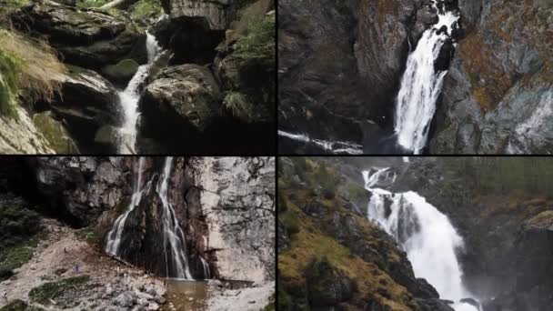 Uma Colagem Armações Viagem Cachoeiras Tiroteio — Vídeo de Stock