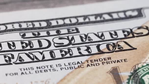 Amerikaans Papierbiljet Van Honderd Dollar Close Macro Modus Financiën Economie — Stockvideo