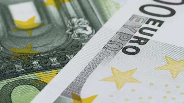European Paper Banknote One Hundred Euros Close Macro Mode Finance — Stockvideo