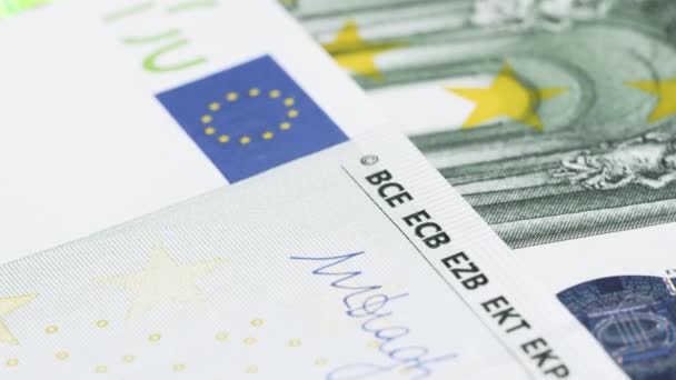 欧洲纸币100欧元宏观模式的特写 金融和经济 — 图库视频影像