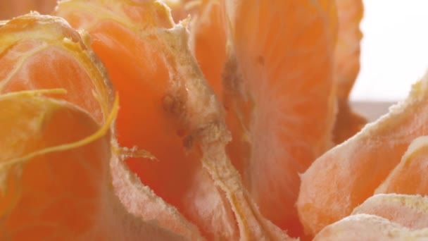 Mandarinen Und Bananen Großaufnahme Auf Dem Tisch Makrofotografie — Stockvideo