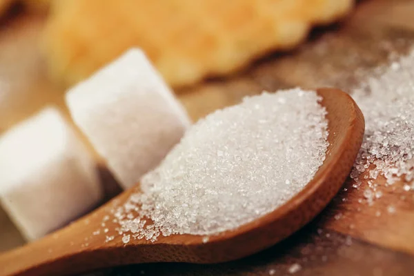 Wooden Spoon Sugar Table Mug Tea — Stock Photo, Image