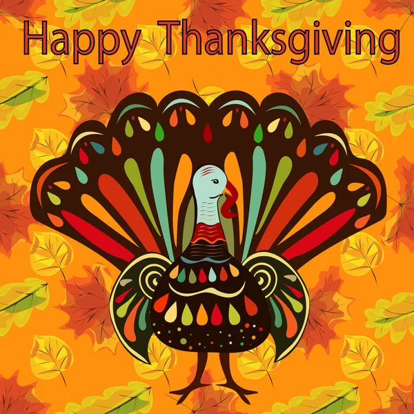 Feliz Día de Acción de Gracias Hermoso colorido pájaro pavo étnico otoño Vectores De Stock Sin Royalties Gratis