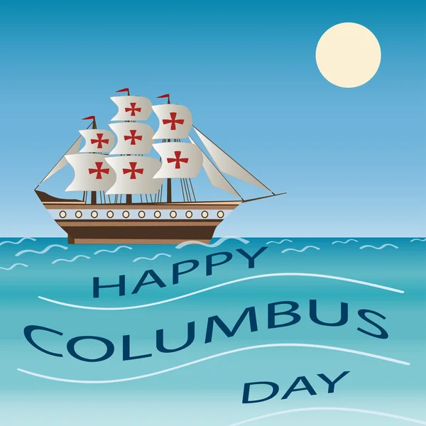 Feliz día de Colón barco de vacaciones Vector Ilustración . — Vector de stock