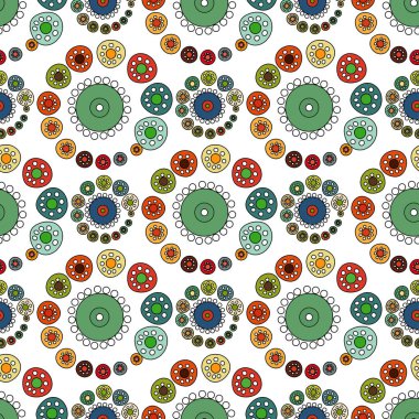 Parlak Varicolored Dikişsiz desen beyaz arka plan.