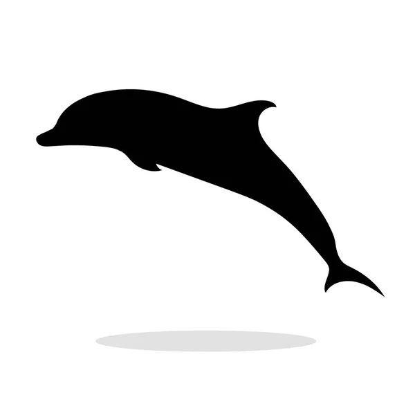 Zvířecí černá silueta delfína moře. — Stockový vektor