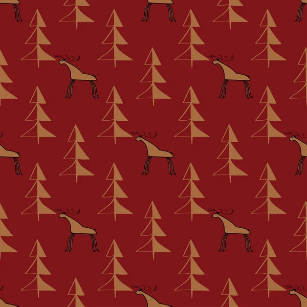 Moose hout etnische sieraad naadloze patroon. — Stockvector