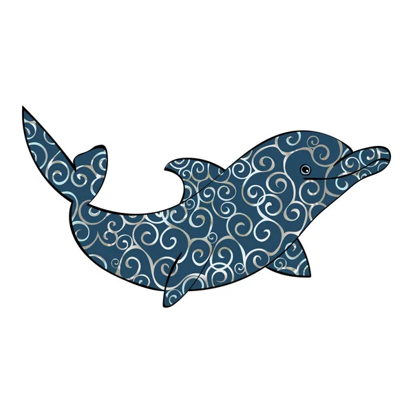 Dolphin sea animal silhouette . — Stock Vector